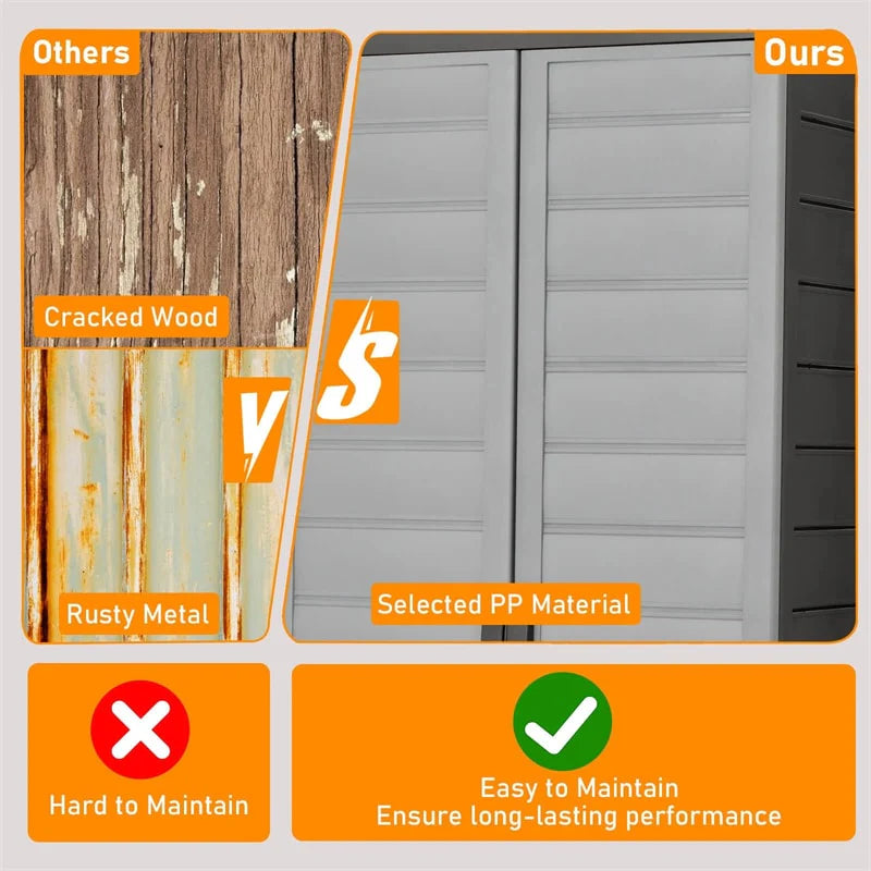 68" Lockable Plastic Storage Cabinet with 3 Adjustable Shelves, Vertical Shelving Unit Utility Garage Organizer for Basement, Laundry Room & Mudroom