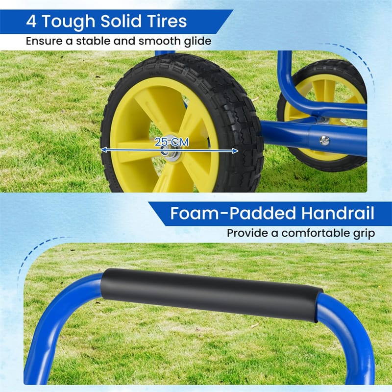 Heavy Duty Metal Garden Hose Reel Cart Holds 300FT of 5/8" Hose with 4 Wheels & Storage Basket, Portable Water Hose Organizer for Yard Lawn