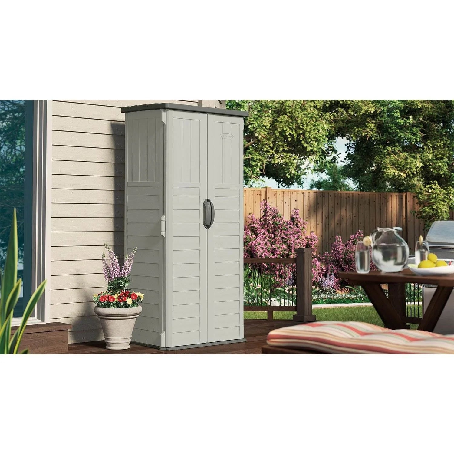 Suncast BMS1250 Resin Vertical Storage Shed Building, 22 Cubic Feet