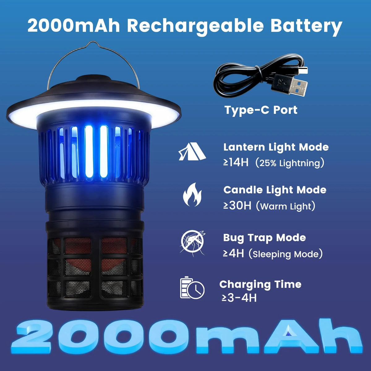 Tangkula Bug Zapper Outdoor Mosquito Killer Fly Traps with 3 Adjustable Lighting Modes